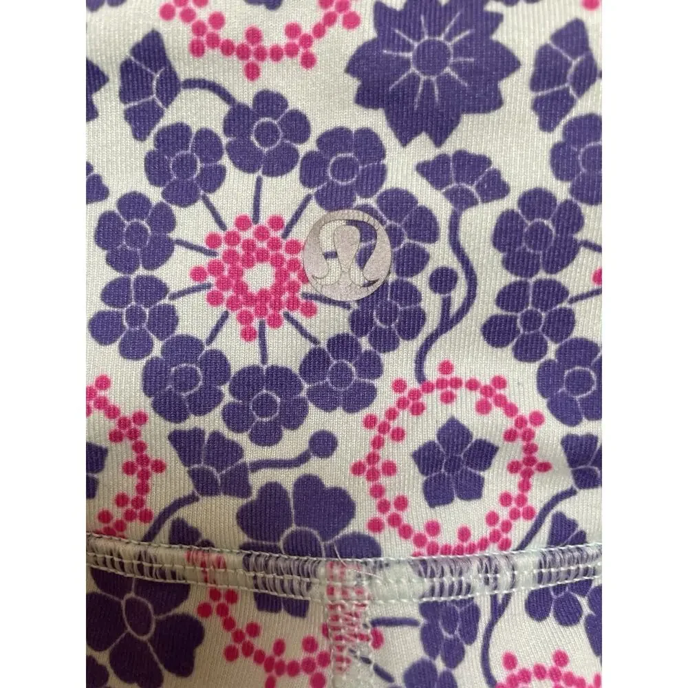 Lululemon Wunder Under Twiggy Crop 6 Pants Purple‎ Pink Aquamarine Floral